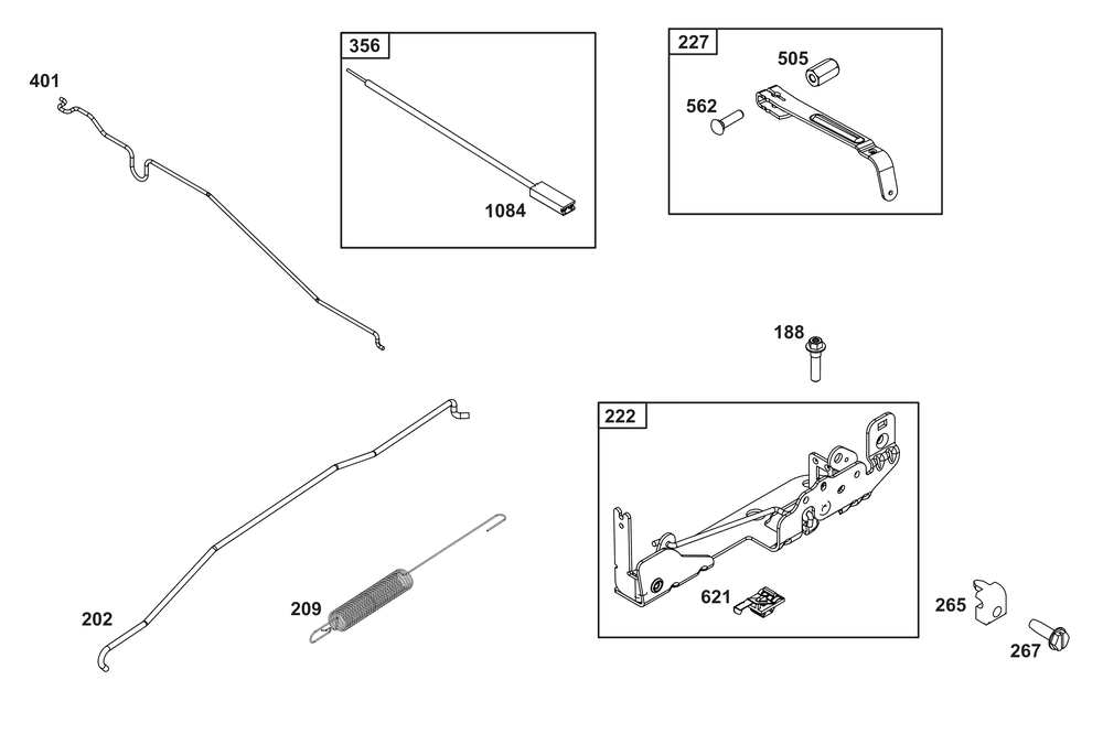 Controls Group Diagram and Parts List for 125P02-0021-H5 100000 - 19Z999 Briggs and Stratton Engine